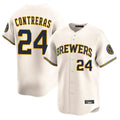Davalo M.Brewers #24 William Contreras Player Cream Home Limited Game Stitched Jerseys