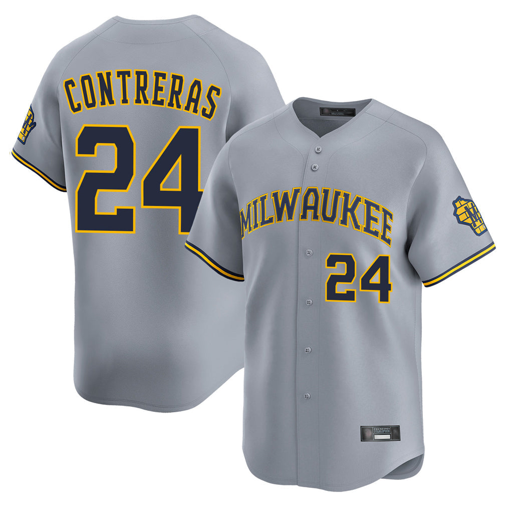 Davalo M.Brewers #24 William Contreras Player Gray Home Limited Stitched Jerseys