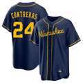 Davalo M.Brewers #24 William Contreras Player Navy Home Game Stitched Jerseys