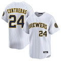 Davalo M.Brewers #24 William Contreras Player White Stripes Home Limited Game Stitched Jerseys