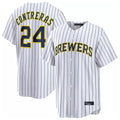 Davalo M.Brewers #24 William Contreras Player White Stripes Home Limited Stitched Jerseys