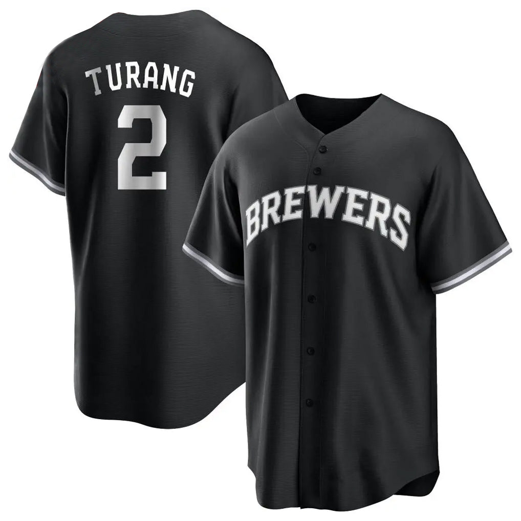 Davalo M.Brewers #2 Brice Turang Player Black Game Home Stitched Jerseys