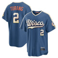 Davalo M.Brewers #2 Brice Turang Player Blue 2026 City Connect Home Game Stitched Jerseys