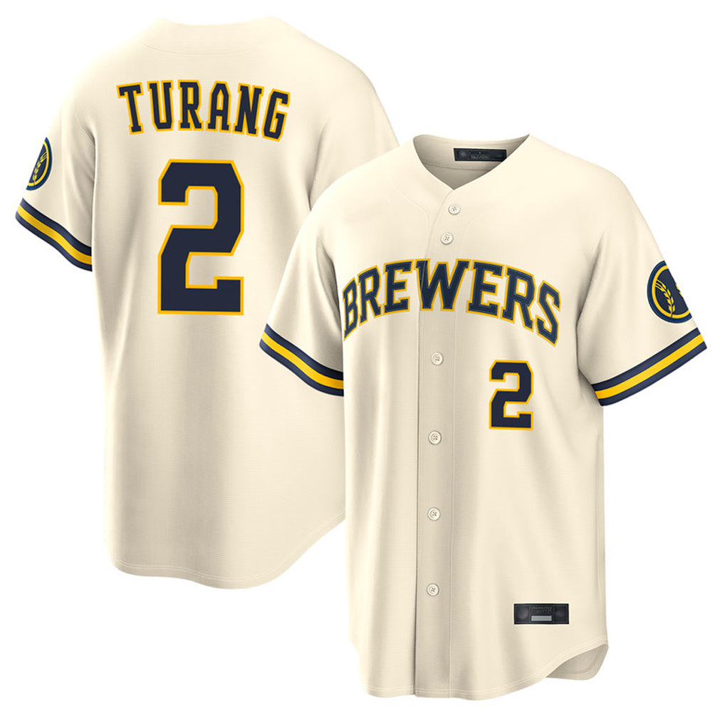 Davalo M.Brewers #2 Brice Turang Player Cream Home Limited Stitched Jerseys