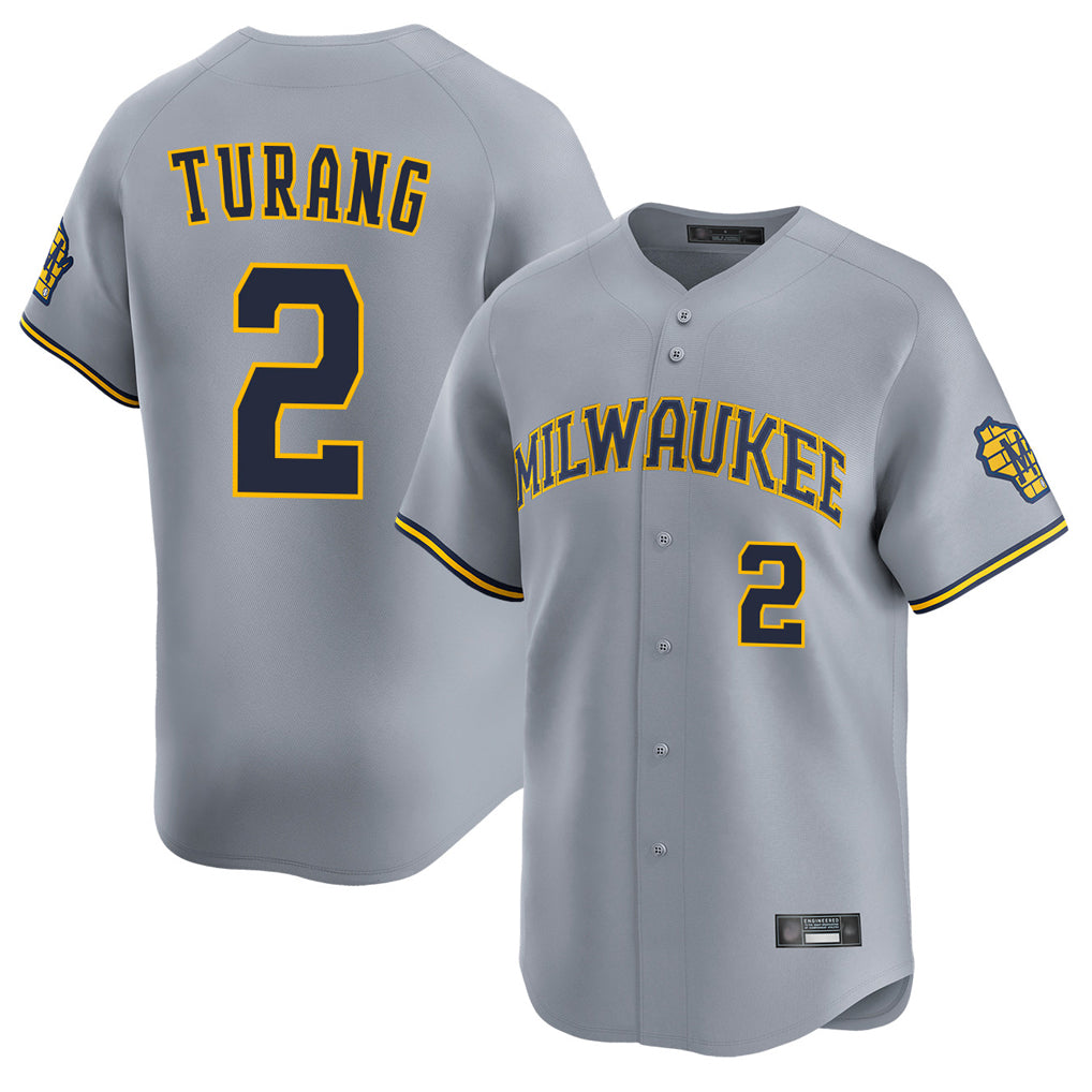 Davalo M.Brewers #2 Brice Turang Player Gray Home Limited Stitched Jerseys