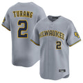 Davalo M.Brewers #2 Brice Turang Player Gray Home Limited Stitched Jerseys