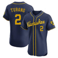 Davalo M.Brewers #2 Brice Turang Player Navy Home Limited Elite Stitched Jerseys