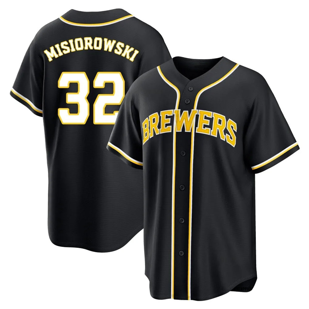 Davalo M.Brewers #32 Jacob Misiorowski Player Black Fashion Out Home Game Stitched Jerseys