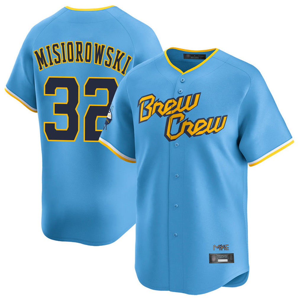 Davalo M.Brewers #32 Jacob Misiorowski Player Light Blue City Connect Home Limited Stitched Jerseys
