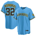 Davalo M.Brewers #32 Jacob Misiorowski Player Light Blue Road Stadium Game Stitched Jerseys
