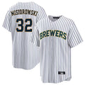 Davalo M.Brewers #32 Jacob Misiorowski Player White Stripes Home Game Stitched Jerseys