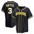 Davalo M.Brewers #3 Joey Ortiz Player Black Fashion Out Home Game Stitched Jerseys