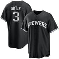 Davalo M.Brewers #3 Joey Ortiz Player Black Game Home Stitched Jerseys