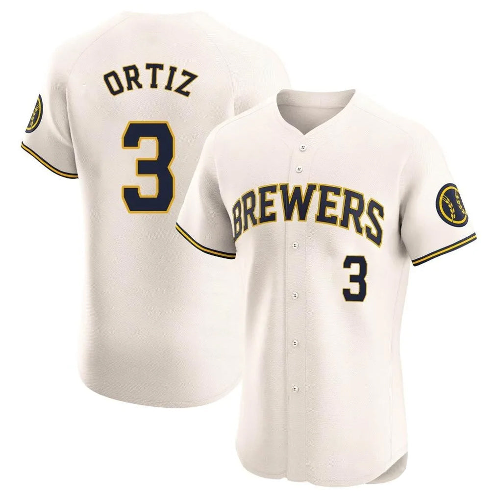Davalo M.Brewers #3 Joey Ortiz Player Cream Home Limited Elite Stitched Jerseys