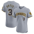 Davalo M.Brewers #3 Joey Ortiz Player Gray Home Limited Elite Stitched Jerseys