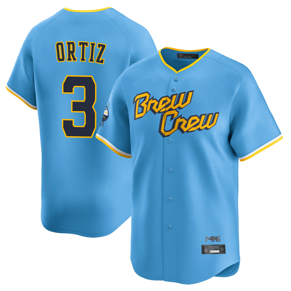 Davalo M.Brewers #3 Joey Ortiz Player Light Blue City Connect Home Limited Stitched Jerseys