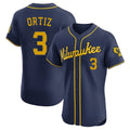Davalo M.Brewers #3 Joey Ortiz Player Navy Home Limited Elite Stitched Jerseys