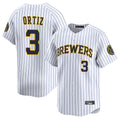 Davalo M.Brewers #3 Joey Ortiz Player White Stripes Home Limited Game Stitched Jerseys
