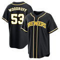 Davalo M.Brewers #53 Brandon Woodruff Player Black Fashion Out Home Game Stitched Jerseys