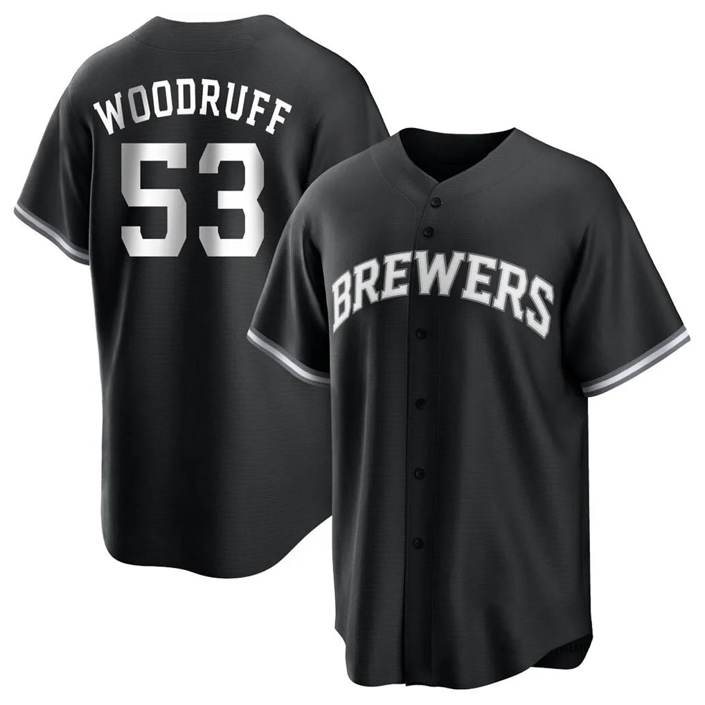 Davalo M.Brewers #53 Brandon Woodruff Player Black Game Home Stitched Jerseys
