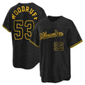 Davalo M.Brewers #53 Brandon Woodruff Player Black Snake Skin City Home Game Stitched Jerseys