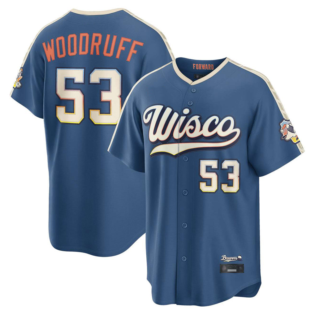Davalo M.Brewers #53 Brandon Woodruff Player Blue 2026 City Connect Home Game Stitched Jerseys