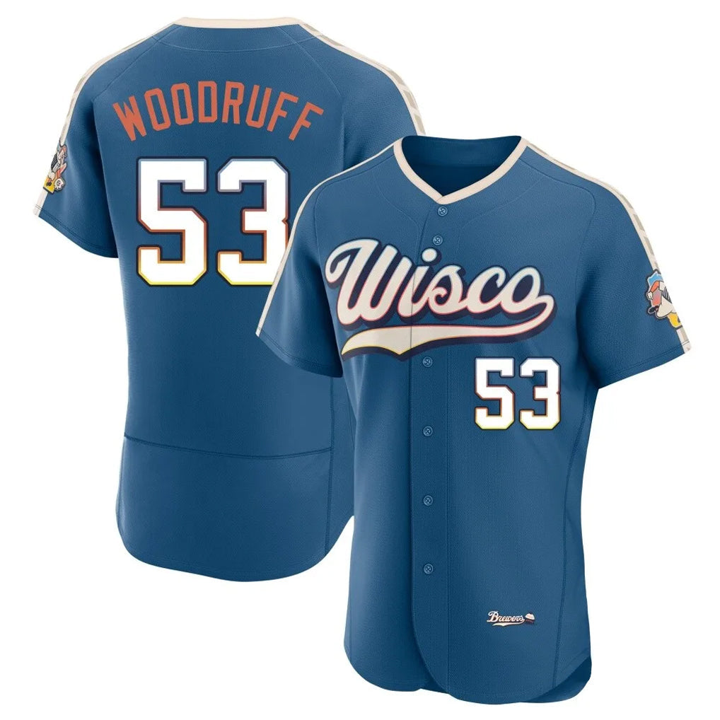 Davalo M.Brewers #53 Brandon Woodruff Player Blue 2026 City Connect Home Limited Elite Stitched Jerseys