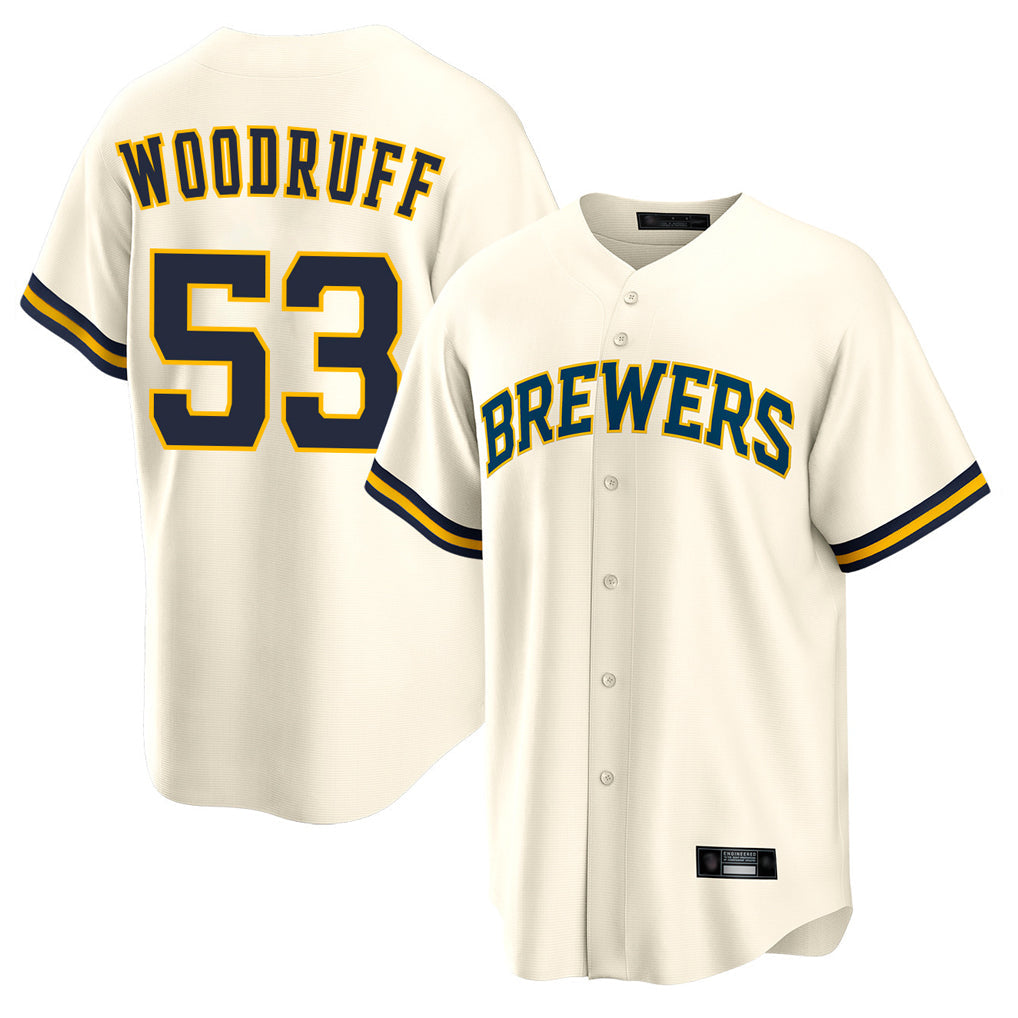 Davalo M.Brewers #53 Brandon Woodruff Player Cream Home Game Stitched Jerseys
