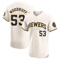 Davalo M.Brewers #53 Brandon Woodruff Player Cream Home Limited Elite Stitched Jerseys