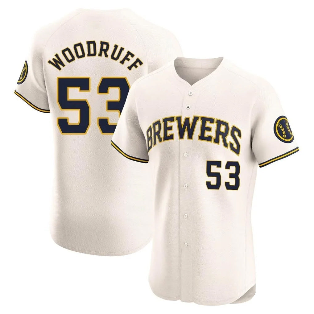 Davalo M.Brewers #53 Brandon Woodruff Player Cream Home Limited Elite Stitched Jerseys