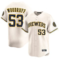 Davalo M.Brewers #53 Brandon Woodruff Player Cream Home Limited Game Stitched Jerseys