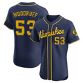 Davalo M.Brewers #53 Brandon Woodruff Player Navy Home Limited Elite Stitched Jerseys