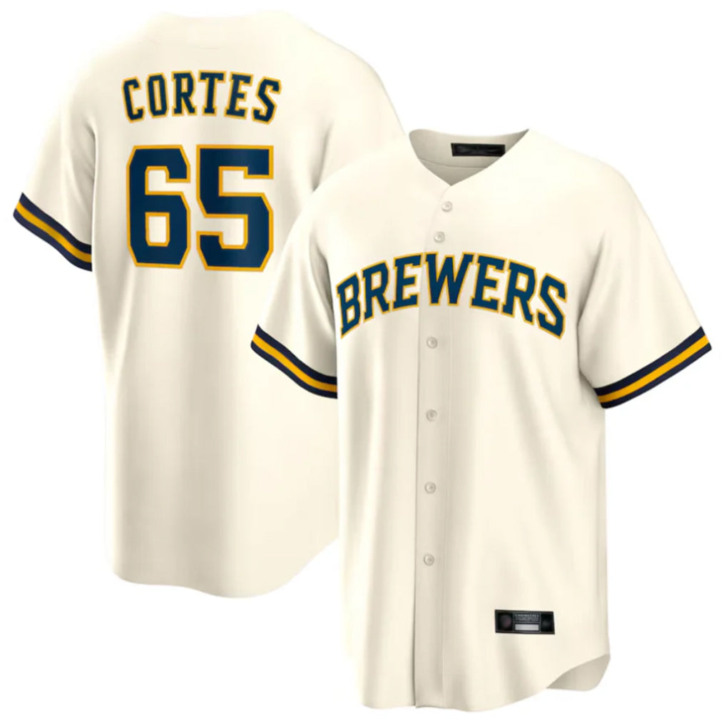 Davalo M.Brewers #65 Nestor Cortes Player Cream Home Game Stitched Jerseys