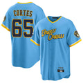 Davalo M.Brewers #65 Nestor Cortes Player Light Blue City Connect Home Game Stitched Jerseys