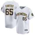 Davalo M.Brewers #65 Nestor Cortes Player White Stripes Home Limited Game Stitched Jerseys