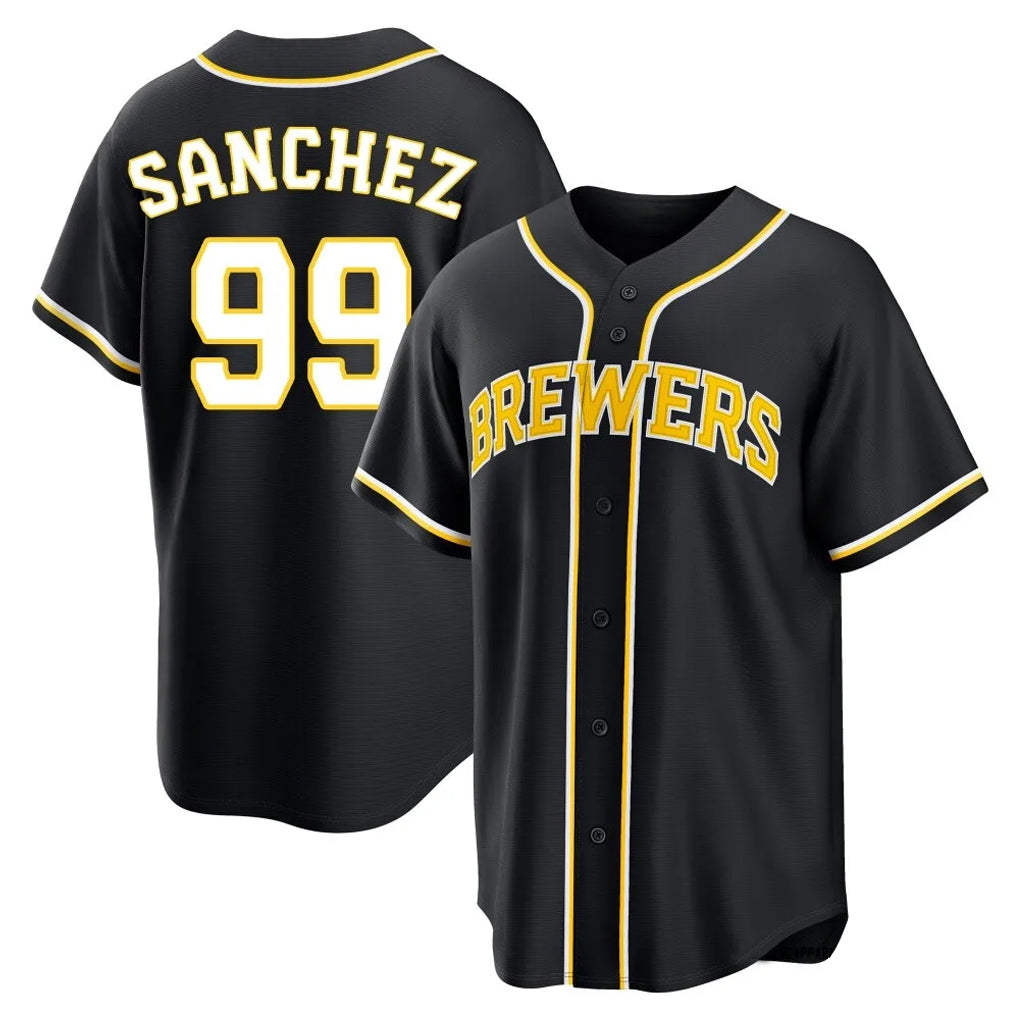Davalo M.Brewers #99 Gary Sanchez Player Black Fashion Out Home Game Stitched Jerseys