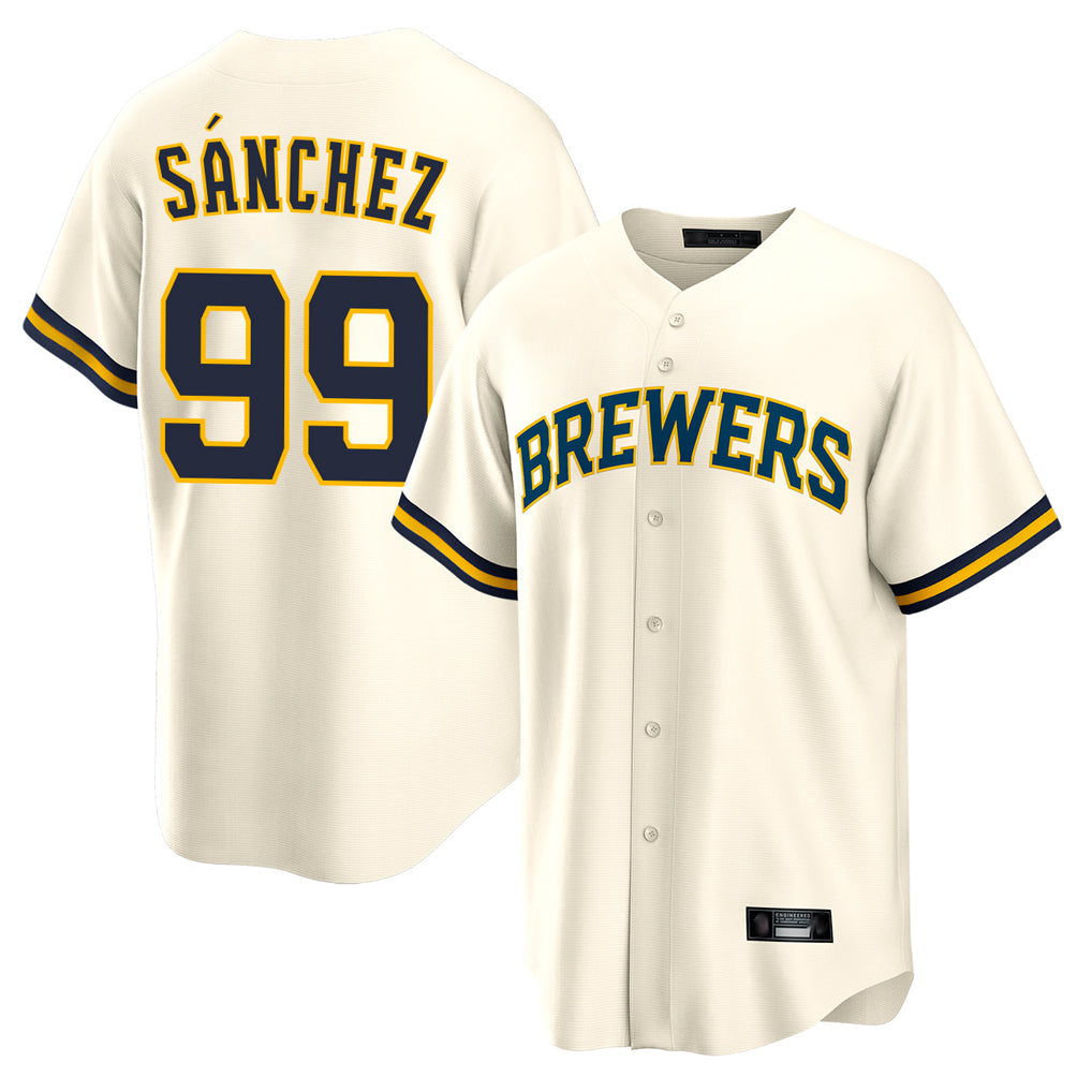 Davalo M.Brewers #99 Gary Sanchez Player Cream Home Game Stitched Jerseys