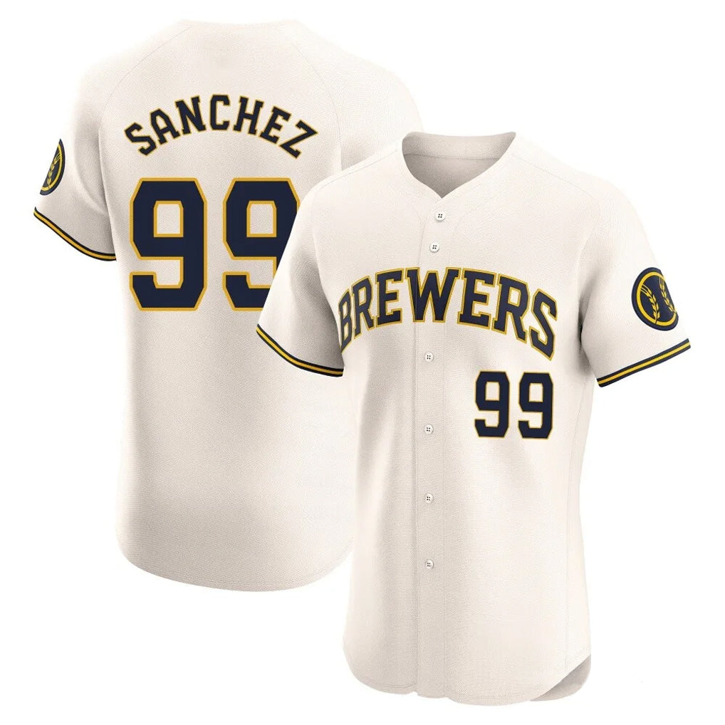 Davalo M.Brewers #99 Gary Sanchez Player Cream Home Limited Elite Stitched Jerseys