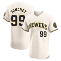 Davalo M.Brewers #99 Gary Sanchez Player Cream Home Limited Elite Stitched Jerseys