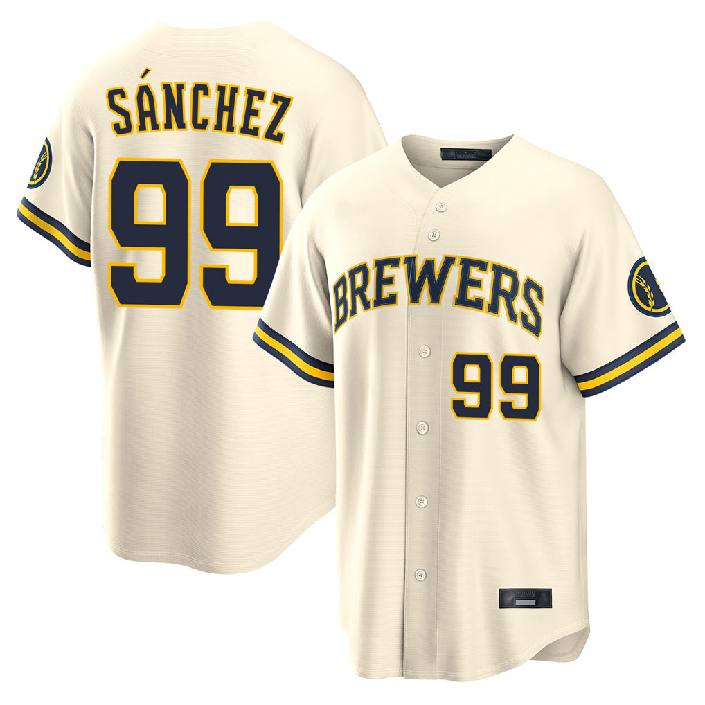 Davalo M.Brewers #99 Gary Sanchez Player Cream Home Limited Stitched Jerseys