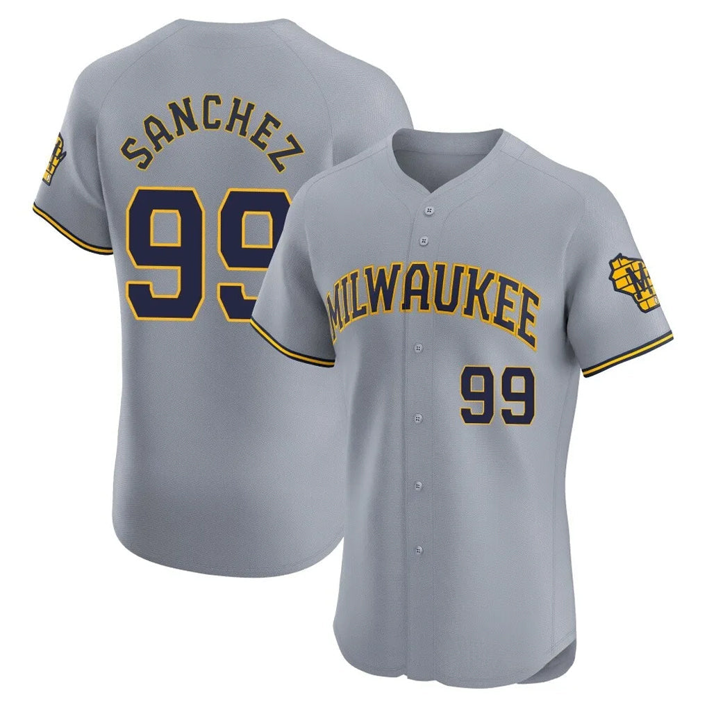 Davalo M.Brewers #99 Gary Sanchez Player Gray Home Limited Elite Stitched Jerseys