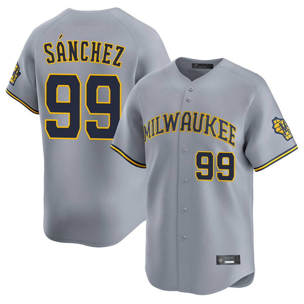 Davalo M.Brewers #99 Gary Sanchez Player Gray Home Limited Stitched Jerseys
