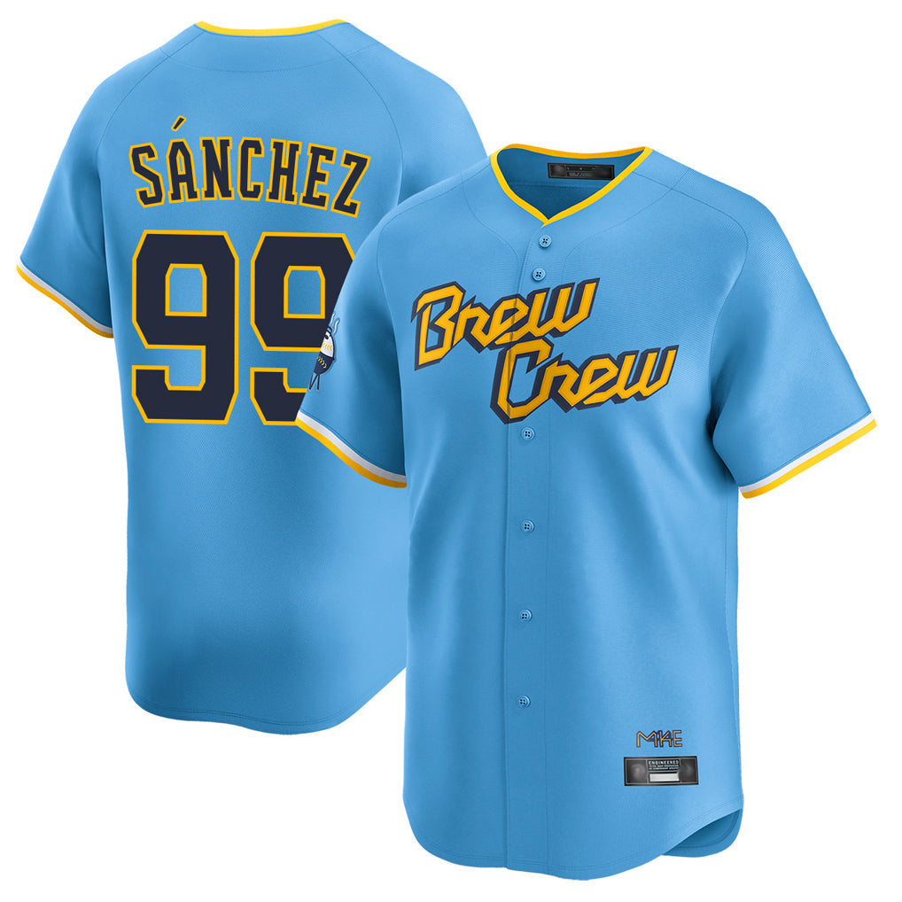 Davalo M.Brewers #99 Gary Sanchez Player Light Blue City Connect Home Limited Stitched Jerseys