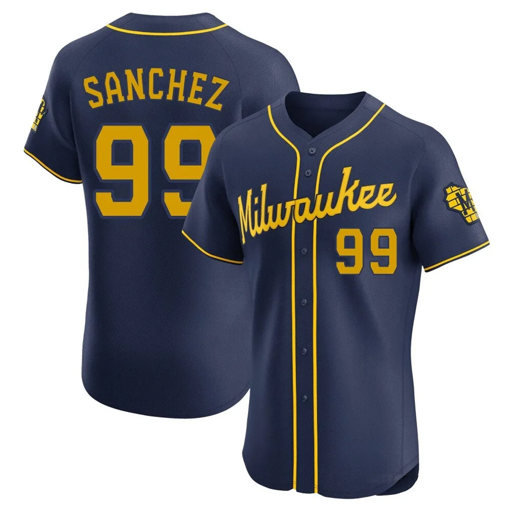 Davalo M.Brewers #99 Gary Sanchez Player Navy Home Limited Elite Stitched Jerseys