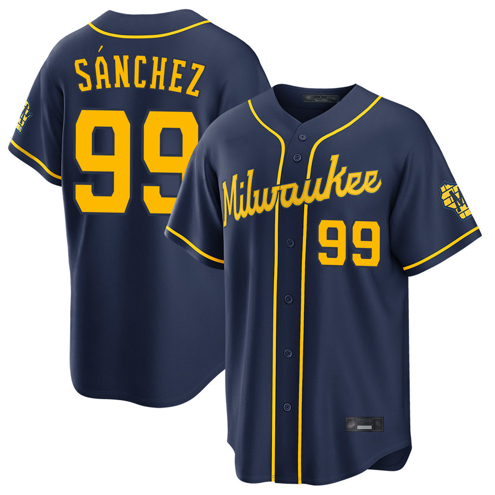 Davalo M.Brewers #99 Gary Sanchez Player Navy Home Stadium Game Stitched Jerseys