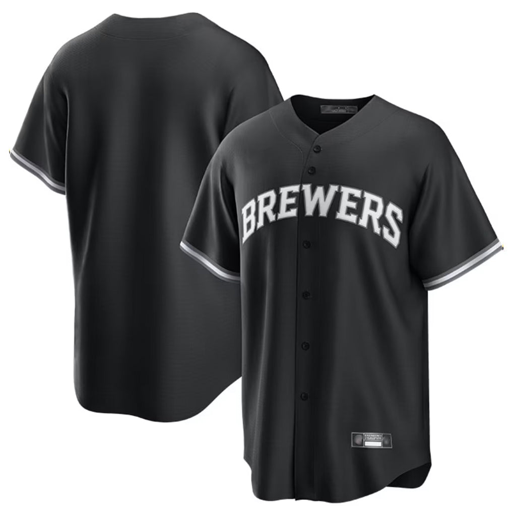 Davalo M.Brewers Blank Player Black Game Home Stitched Jerseys