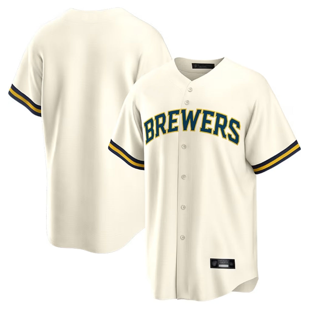 Davalo M.Brewers Blank Player Cream Home Game Stitched Jerseys