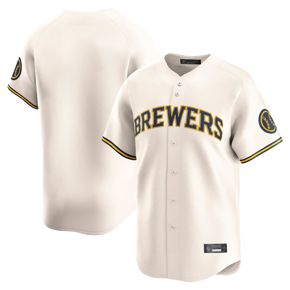 Davalo M.Brewers Blank Player Cream Home Limited Game Stitched Jerseys
