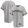 Davalo M.Brewers Blank Player Gray Home Game Stitched Jerseys
