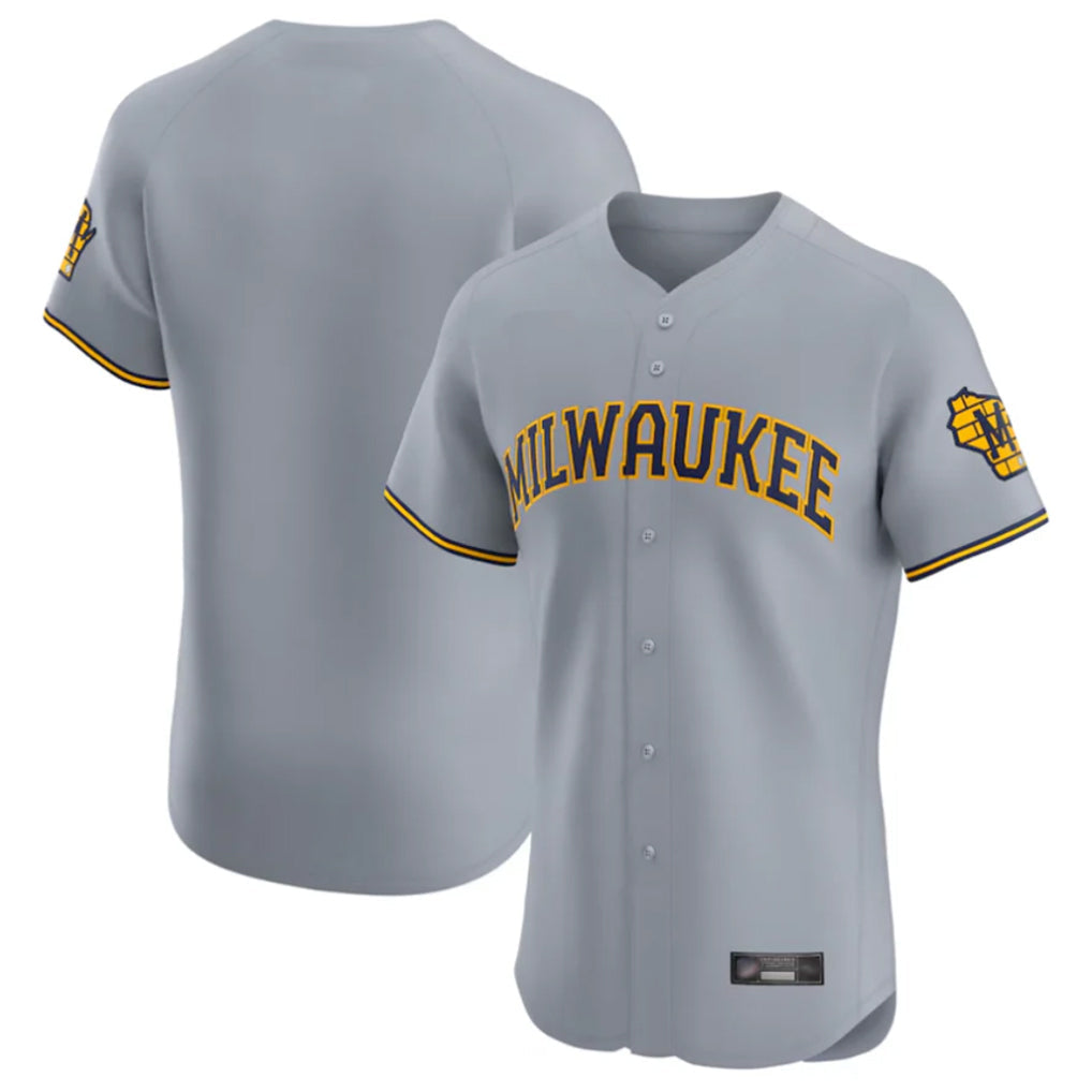 Davalo M.Brewers Blank Player Gray Home Limited Elite Stitched Jerseys